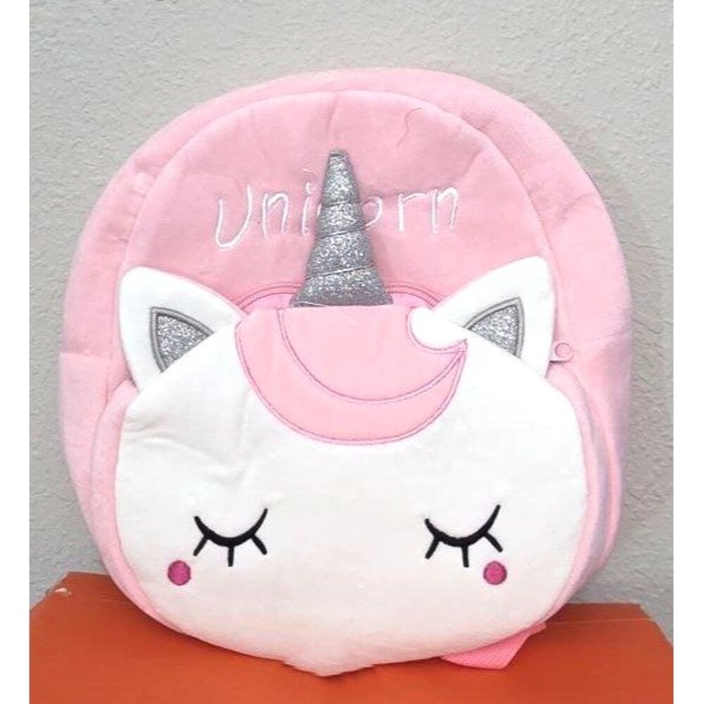 10” Pink Unicorn Cute Fuzzy Toddler Kids Small Backpack